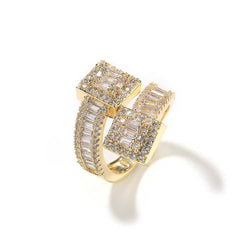 Ice Stone Hip Hop Baguette Square Party Ring