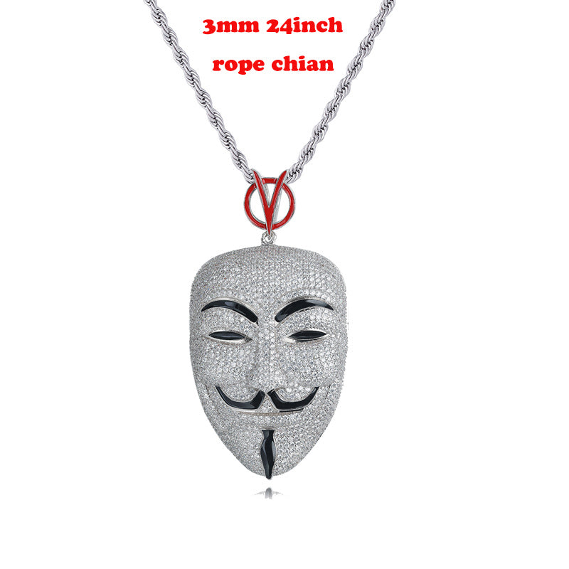 Ice Stone V for Vendetta Bling Pendant Necklace