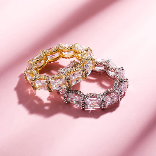 Ice Stone AAA CZ Baguette Silver Fashion Ring