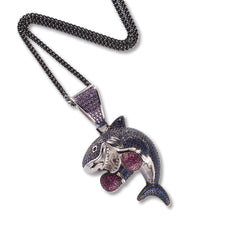 Ice Stone Iced Out CZ Boxing Shark Pendant Necklace