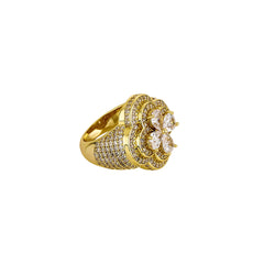 Ice Stone Unisex 5A Zircon Flower Iced Ring