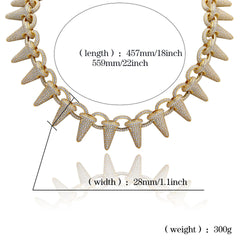 Ice Stone Big Rivet Punk Gold Silver Tennis Necklace