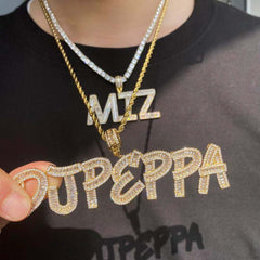 Ice Stone Custom Initial CZ Pendant Necklace