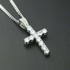 Ice Stone AAA Zircon Diamond Jesus Cross Pendant Necklace