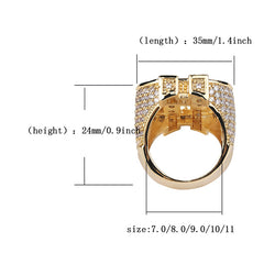 Ice Stone Diamond Polished Multi-Layer Hip Hop Ring