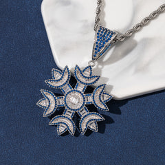 Ice Stone Shiny Snowflake Pendant Necklace Women
