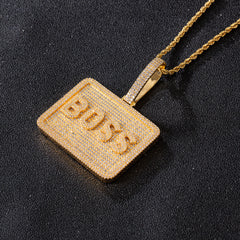 Ice Stone 6mm Big Rectangle Custom Name Plate Necklace