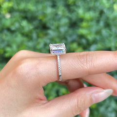 Ice Stone Pink CZ Square 925 Silver Ring