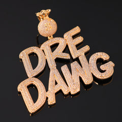 Ice Stone Money Bag Bail Custom Name Necklace