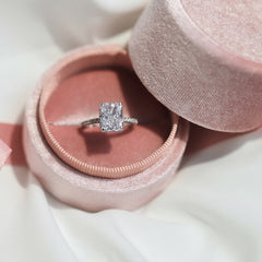 Ice Stone Pink CZ Square 925 Silver Ring
