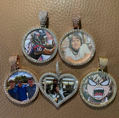 Ice Stone Round Custom Photo Pendant Necklace