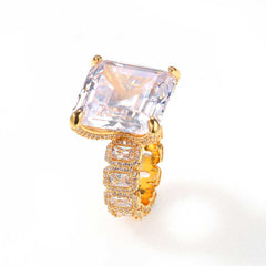 Ice Stone Big Diamond Hip Hop Gold Plated Ring