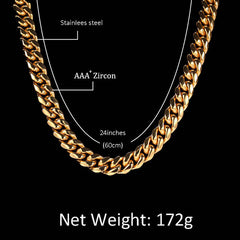 Ice Stone 18K Gold Plated CZ Cuban Link Necklace