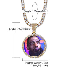Ice Stone Round Custom Photo Pendant Necklace