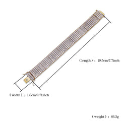 Ice Stone 6 Row Punk Bracelet Women