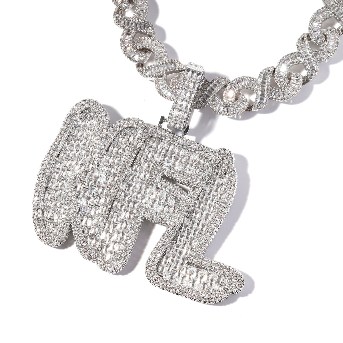 Ice Stone Custom Letter Cuban Link Necklace
