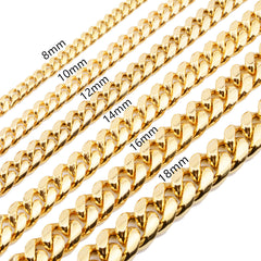 Ice Stone 316L Stainless Steel Gold Cuban Link Necklace