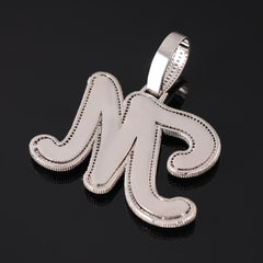 Ice Stone Gold Initials Pendant Necklace A-Z