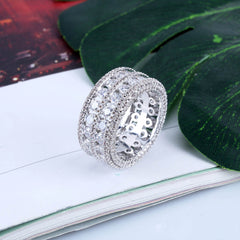 Ice Stone Gold Silver Plated Micro Paved Zircon Ring