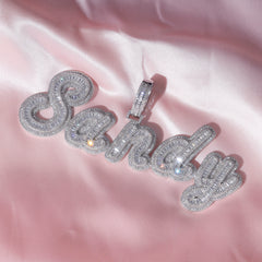 Ice Stone Double Layer Cursive Name Necklace