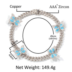 Ice Stone Hiphop Iced Out Butterfly Necklace