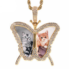Ice Stone DIY Custom Butterfly Photo Necklace