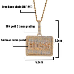 Ice Stone 6mm Big Rectangle Custom Name Plate Necklace