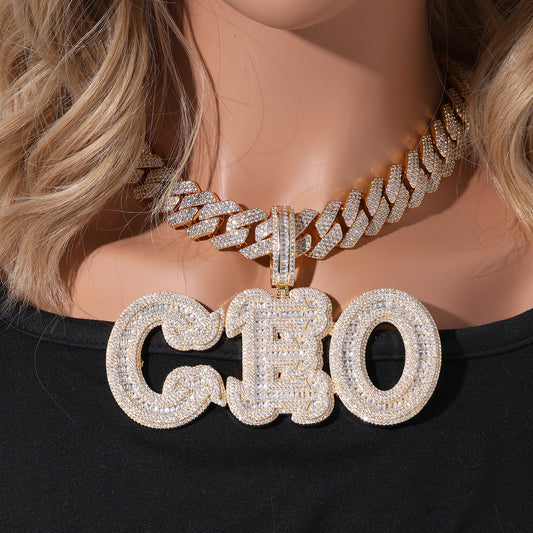 Ice Stone 5A Zircon Custom Name Necklace