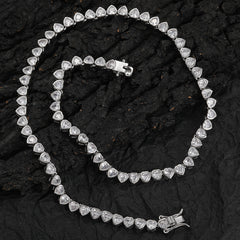Ice Stone Heart CZ Tennis Necklace Bracelet