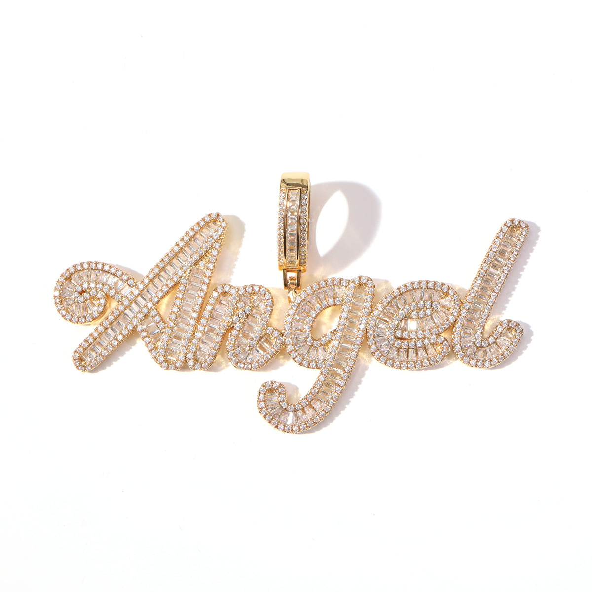 Ice Stone Custom Gold Baguette Letter Necklace