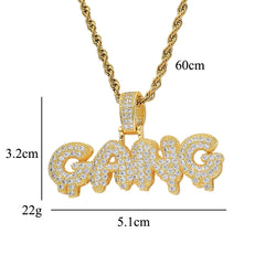 Ice Stone Iced Out Bubble Letter Pendant Necklace