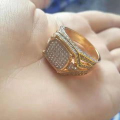 Ice Stone Gold Brass Micro Pave CZ Bling Ring