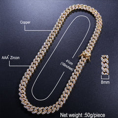 Ice Stone 8MM Multicolor Cuban Chain Necklace