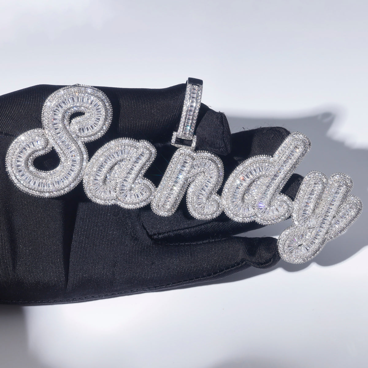 Ice Stone Double Layer Cursive Name Necklace