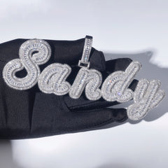 Ice Stone Double Layer Cursive Name Necklace