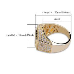 Ice Stone Gold Hexagon Hip Hop Diamond Ring