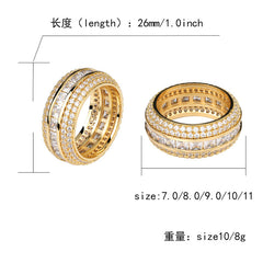 Ice Stone Gold Plated 5 Rows AAA CZ Ring