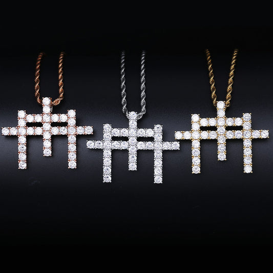 Ice Stone Triple Cross Pendant Hip Hop