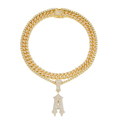 Ice Stone Retro Style Initial Pendant Necklace