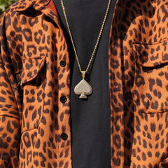 Ice Stone Crystal Poker Card Heart Pendant Necklace