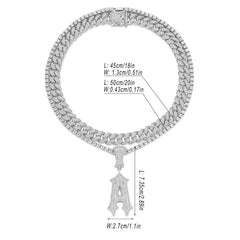 Ice Stone Retro Style Initial Pendant Necklace