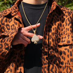 Ice Stone Crystal Poker Card Heart Pendant Necklace