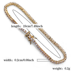 Ice Stone Rose Gold Diamond Tennis Chain Bracelet