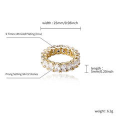 Ice Stone Trendy 8mm Oval Zircon Hip Hop Ring