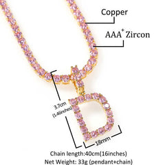 Ice Stone Pink CZ Tennis Chain Necklace