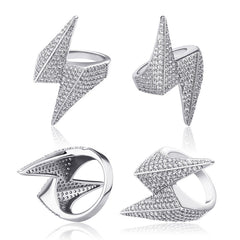 Ice Stone Luxury Gold Iced Out Lightning Ring