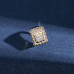 Ice Stone Square Iced Out Brass Gold Ring