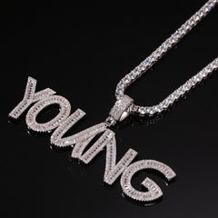 Ice Stone Custom Initial CZ Pendant Necklace